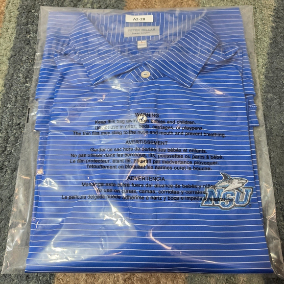 Peter Millar Polo Shirt Mens L Blue Check Summer Comfort Embroidered NSU - Picture 8 of 8